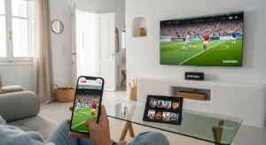Χρήση IPTV σε πολλαπλές συσκευές όπως smartphone, tablet και τηλεόραση στην Ελλάδα.